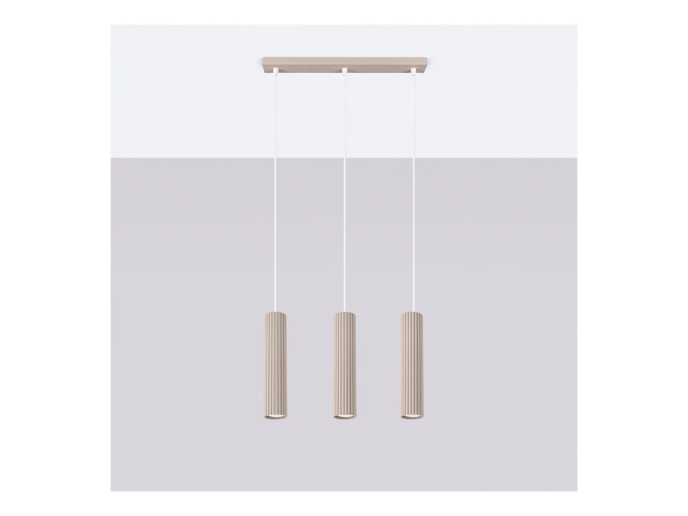 Candeeiro Suspenso Karbon Minimalista, Alumínio - 3 Lichtbronnen - L.45 X H.98 Cm - Cinza-Claro