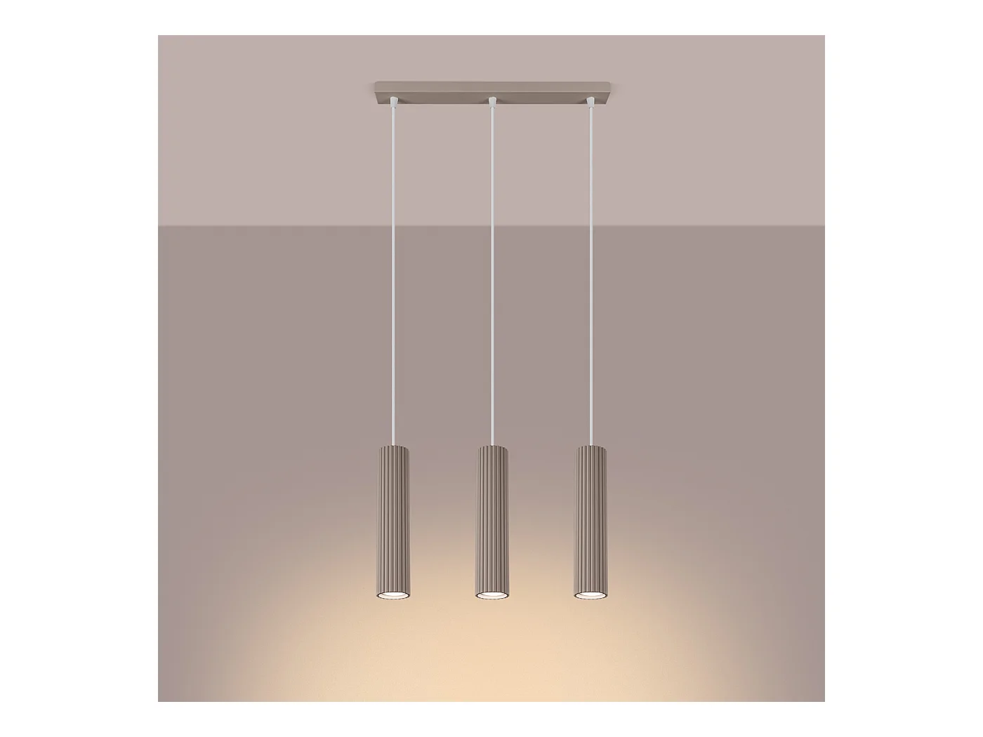 Candeeiro Suspenso Karbon Minimalista, Alumínio - 3 Lichtbronnen - L.45 X H.98 Cm - Cinza-Claro