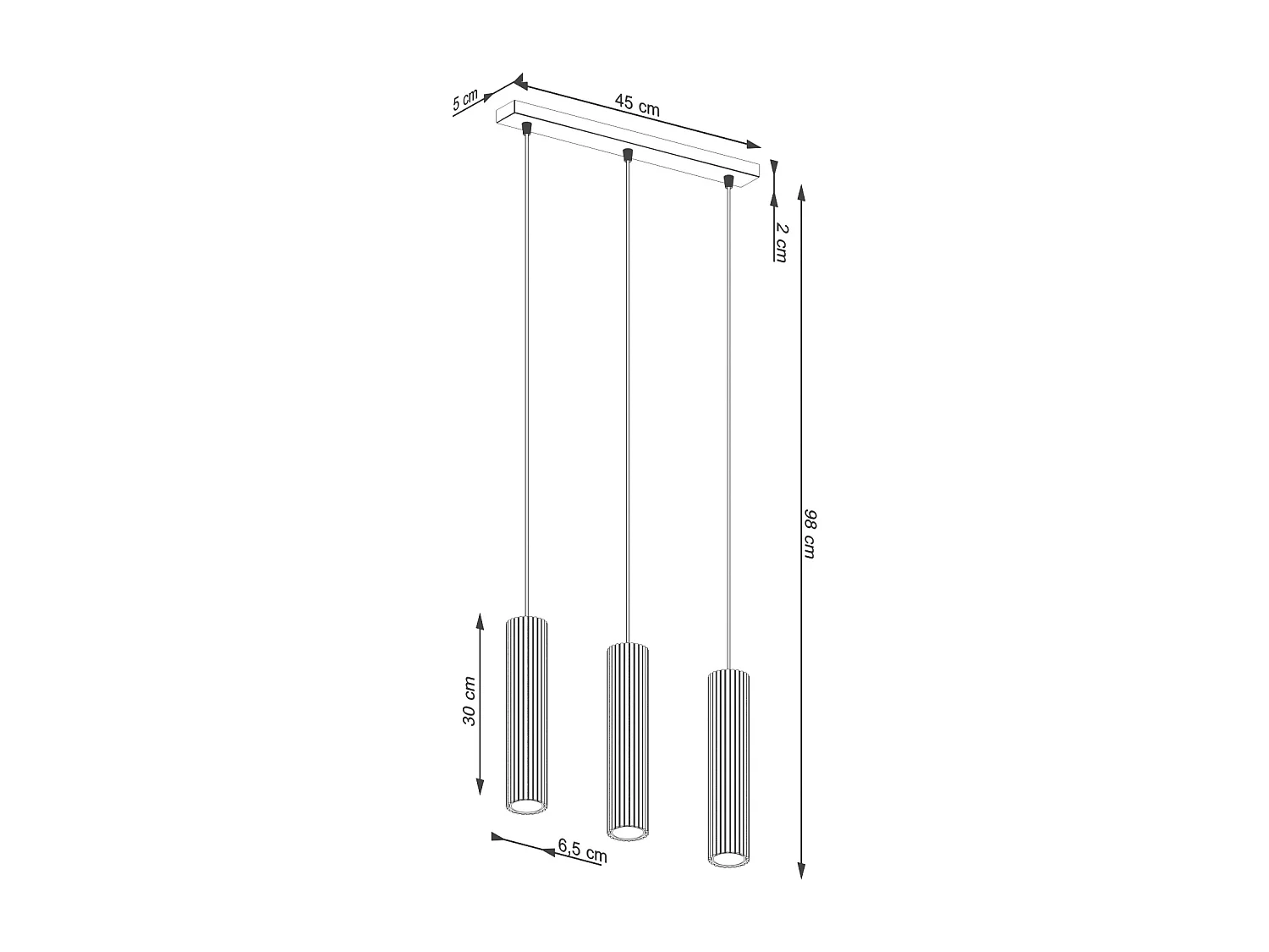Candeeiro Suspenso Karbon Minimalista, Alumínio - 3 Lichtbronnen - L.45 X H.98 Cm - Cinza-Claro