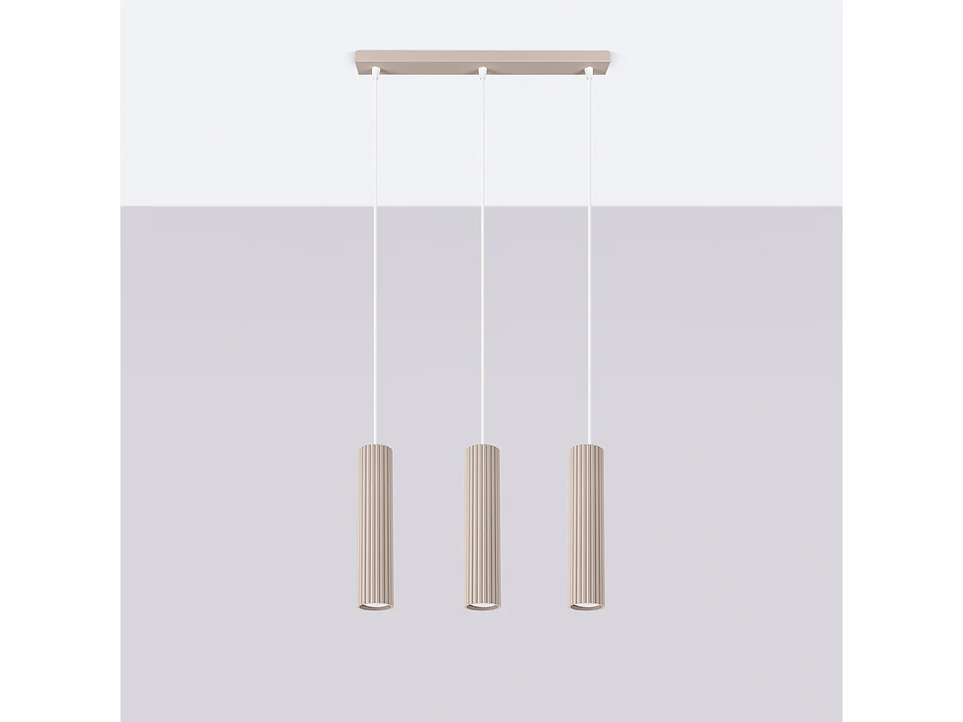 Lampe Suspendue Karbon Minimaliste En Aluminium - 3 Sources Lumineuses - L.45 X H.98 Cm - Taupe