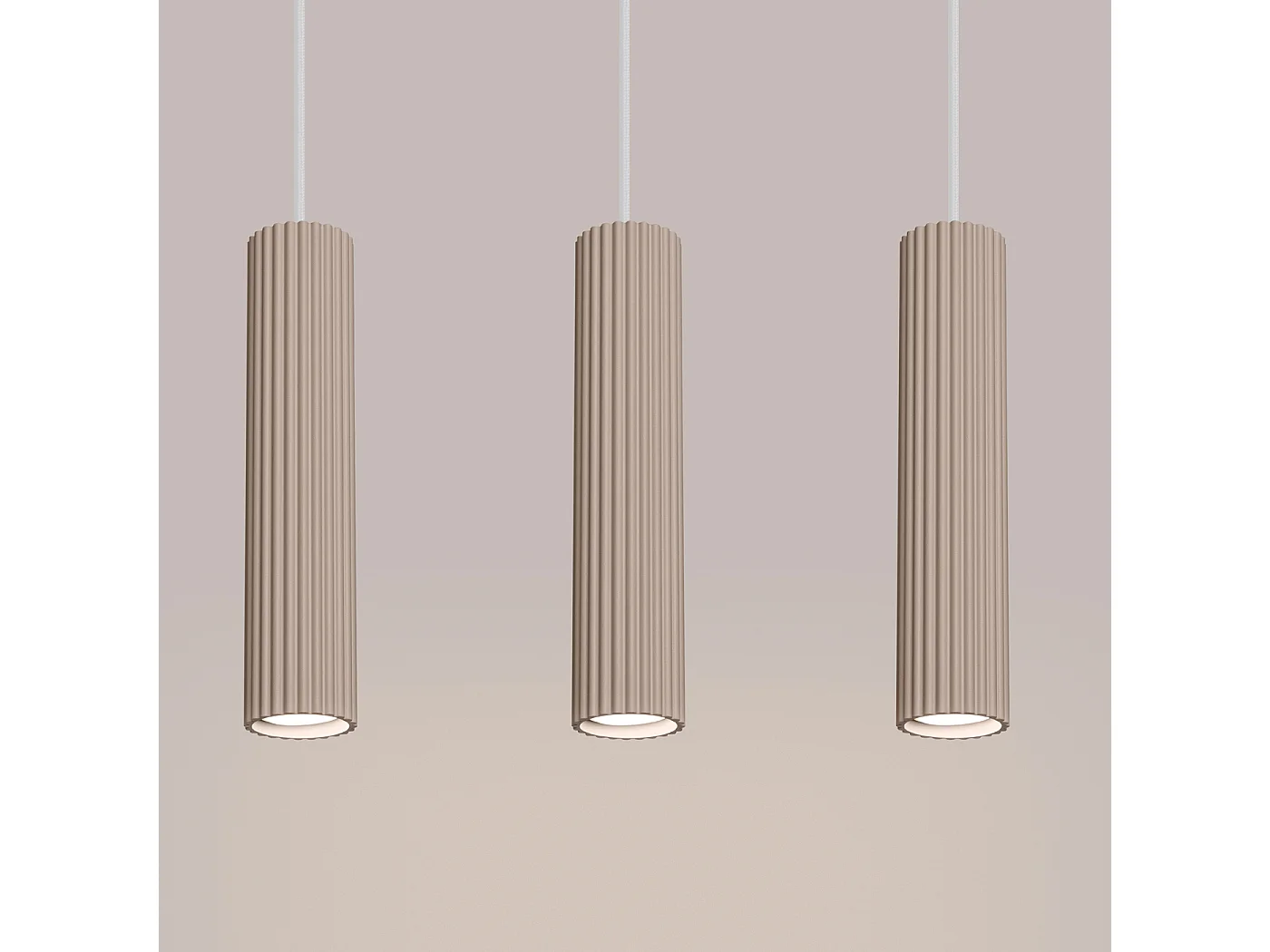 Lampe Suspendue Karbon Minimaliste En Aluminium - 3 Sources Lumineuses - L.45 X H.98 Cm - Taupe