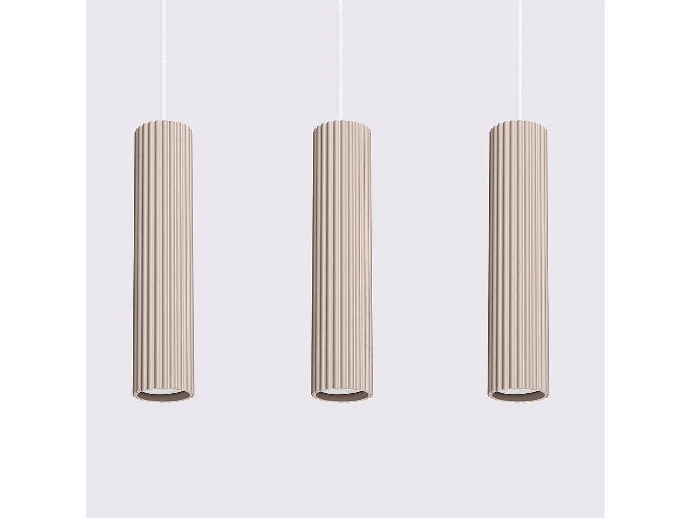 Lampe Suspendue Karbon Minimaliste En Aluminium - 3 Sources Lumineuses - L.45 X H.98 Cm - Taupe