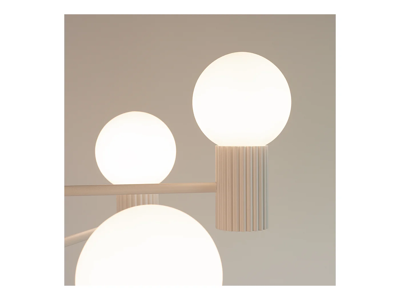 Lustre Halo Moderne En Aluminium - 6 Sources Lumineuses - L.64 X H.230 Cm - Beige
