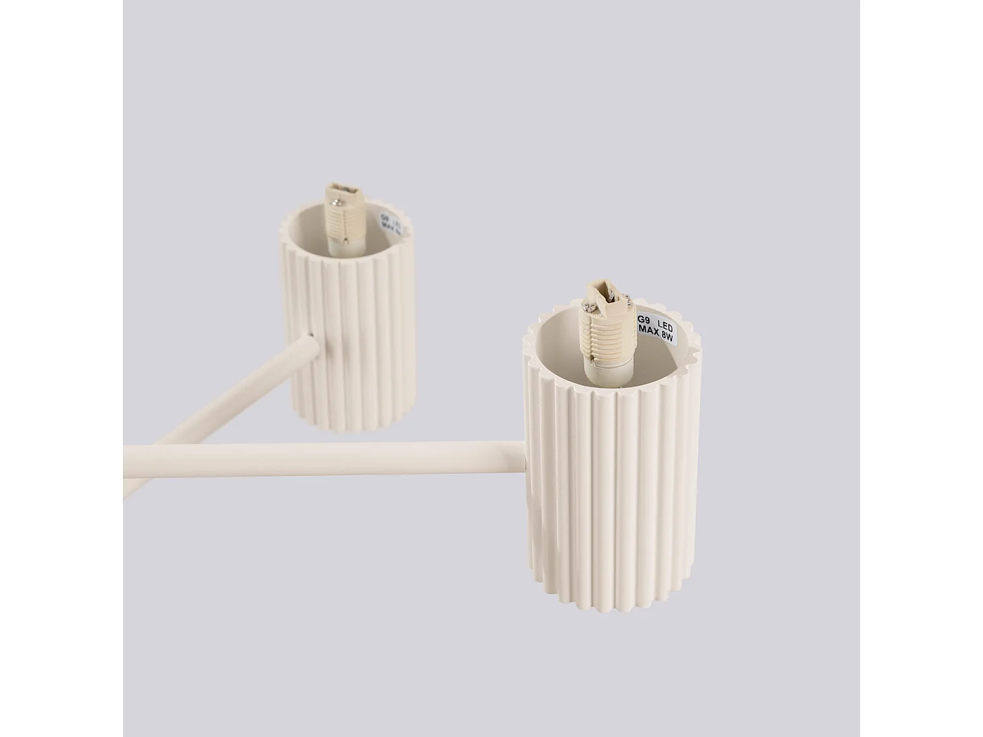 Lustre Halo Moderne En Aluminium - 6 Sources Lumineuses - L.64 X H.230 Cm - Beige