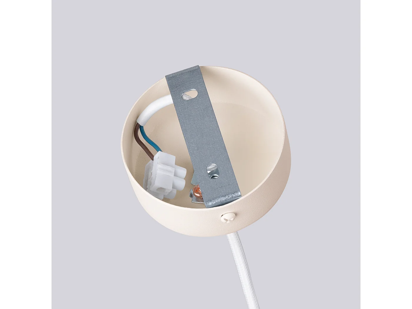 Lustre Halo Moderne En Aluminium - 6 Sources Lumineuses - L.64 X H.230 Cm - Beige