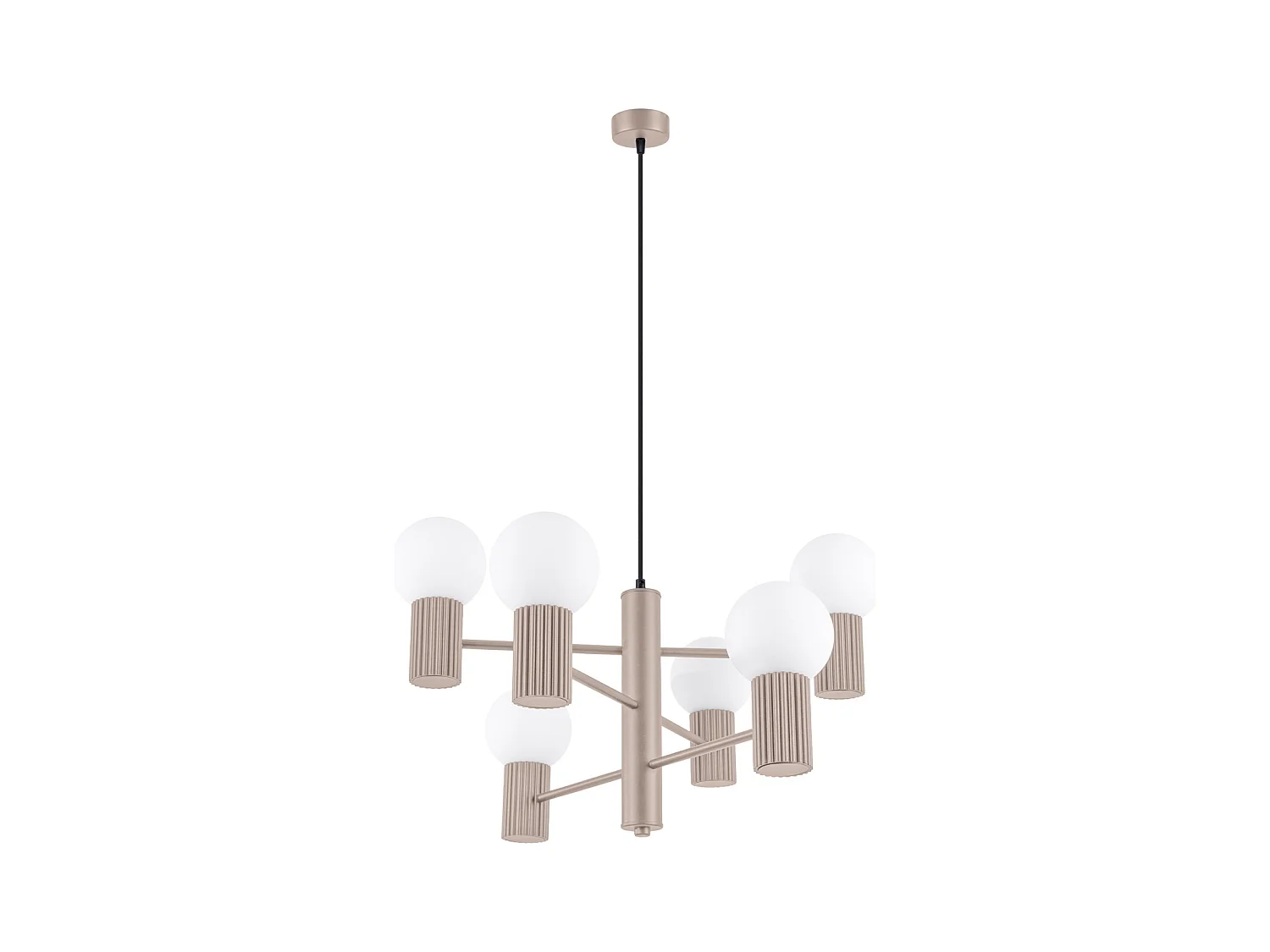 Lustre Halo Moderne En Aluminium - 6 Sources Lumineuses - L.64 X H.230 Cm - Taupe