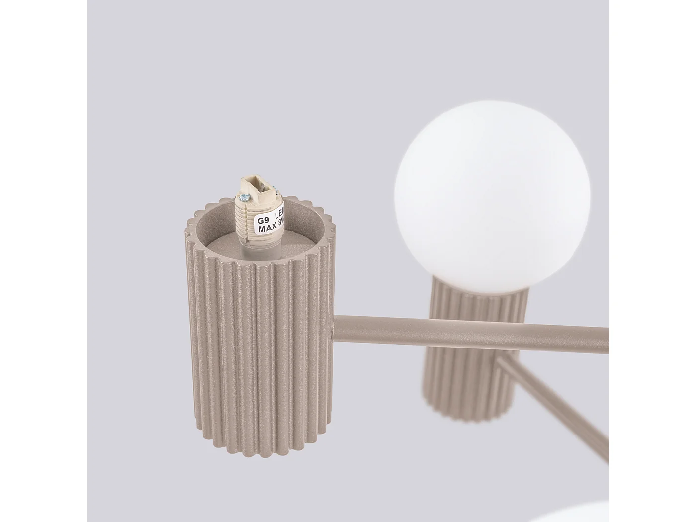 Lustre Halo Moderne En Aluminium - 6 Sources Lumineuses - L.64 X H.230 Cm - Taupe