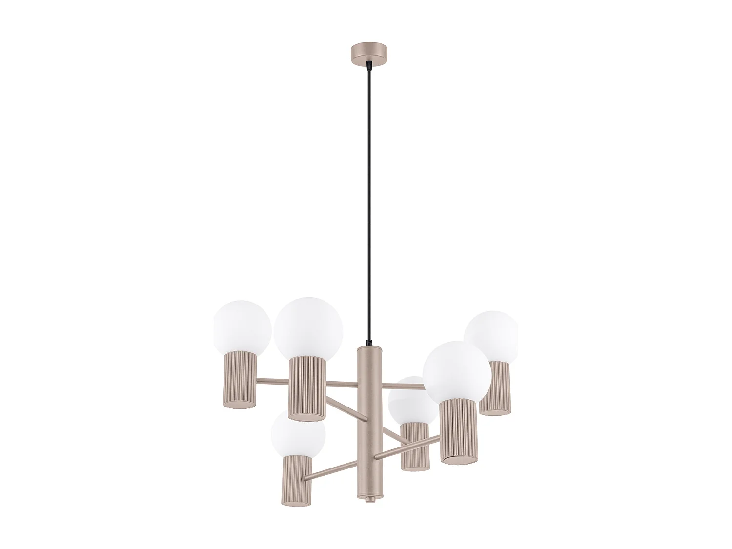 Lustre Halo Moderno, Alumínio - 6 Lichtbronnen - L.64 X H.230 Cm - Cinza-Claro