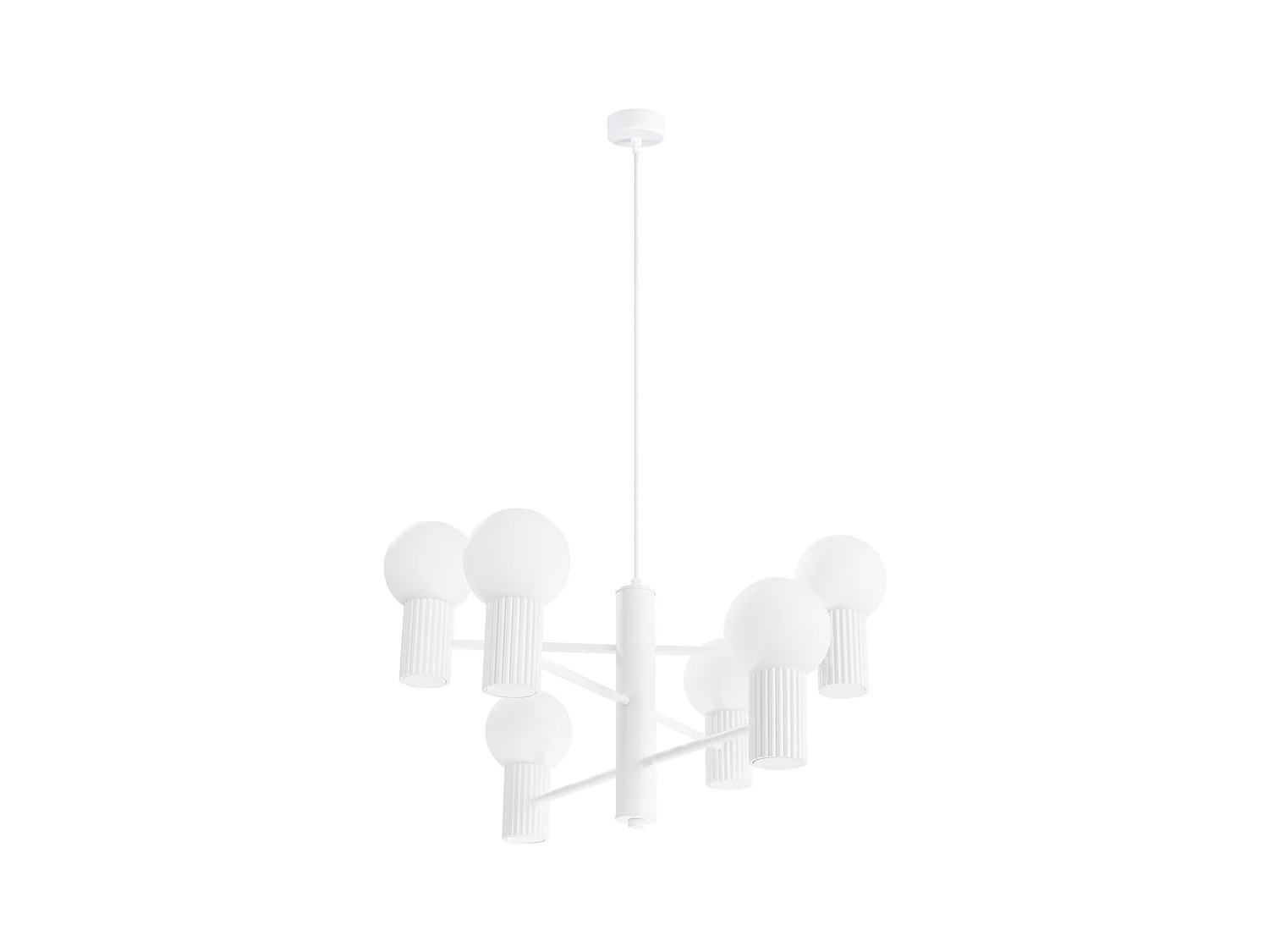 Lustre Halo Moderne En Aluminium - 6 Sources Lumineuses - L.64 X H.230 Cm - Blanc