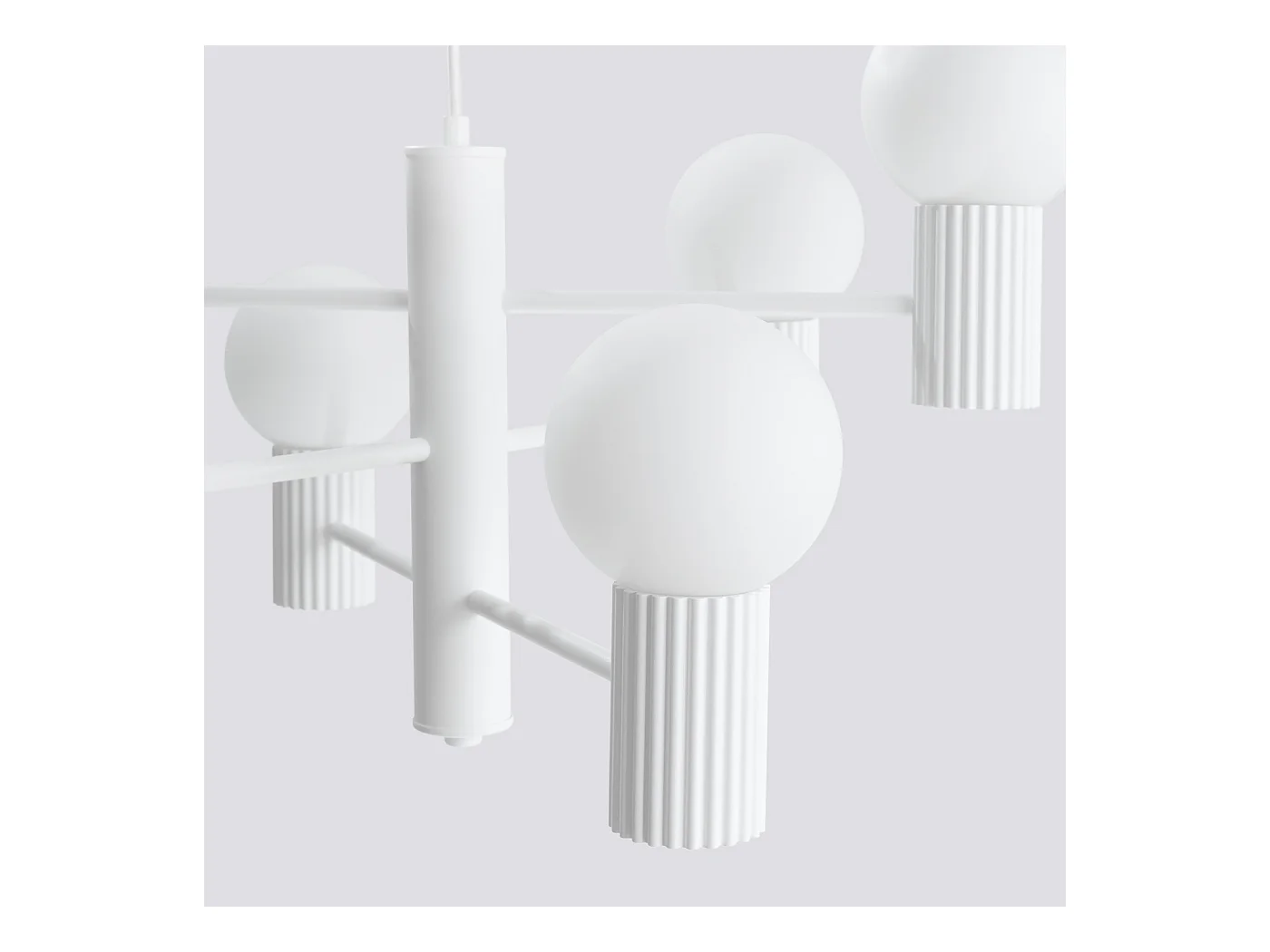 Lustre Halo Moderne En Aluminium - 6 Sources Lumineuses - L.64 X H.230 Cm - Blanc
