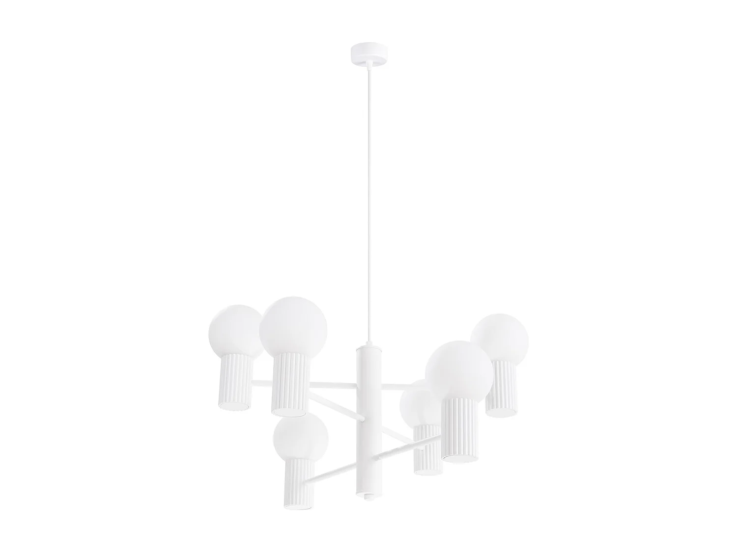 Lustre Halo Moderne En Aluminium - 6 Sources Lumineuses - L.64 X H.230 Cm - Blanc