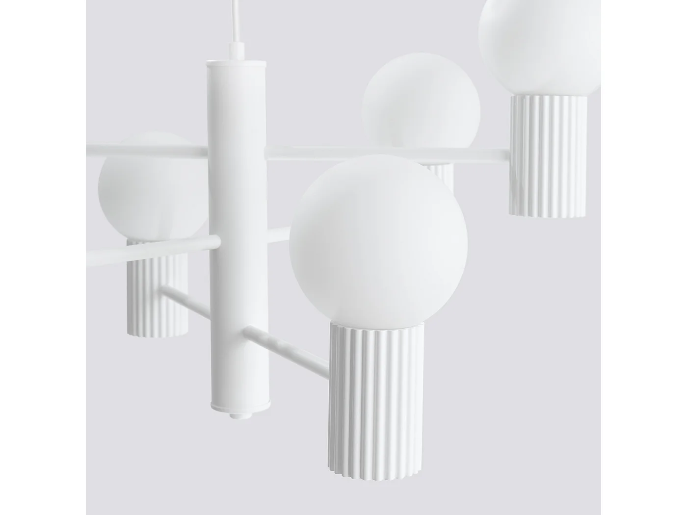 Lustre Halo Moderne En Aluminium - 6 Sources Lumineuses - L.64 X H.230 Cm - Blanc