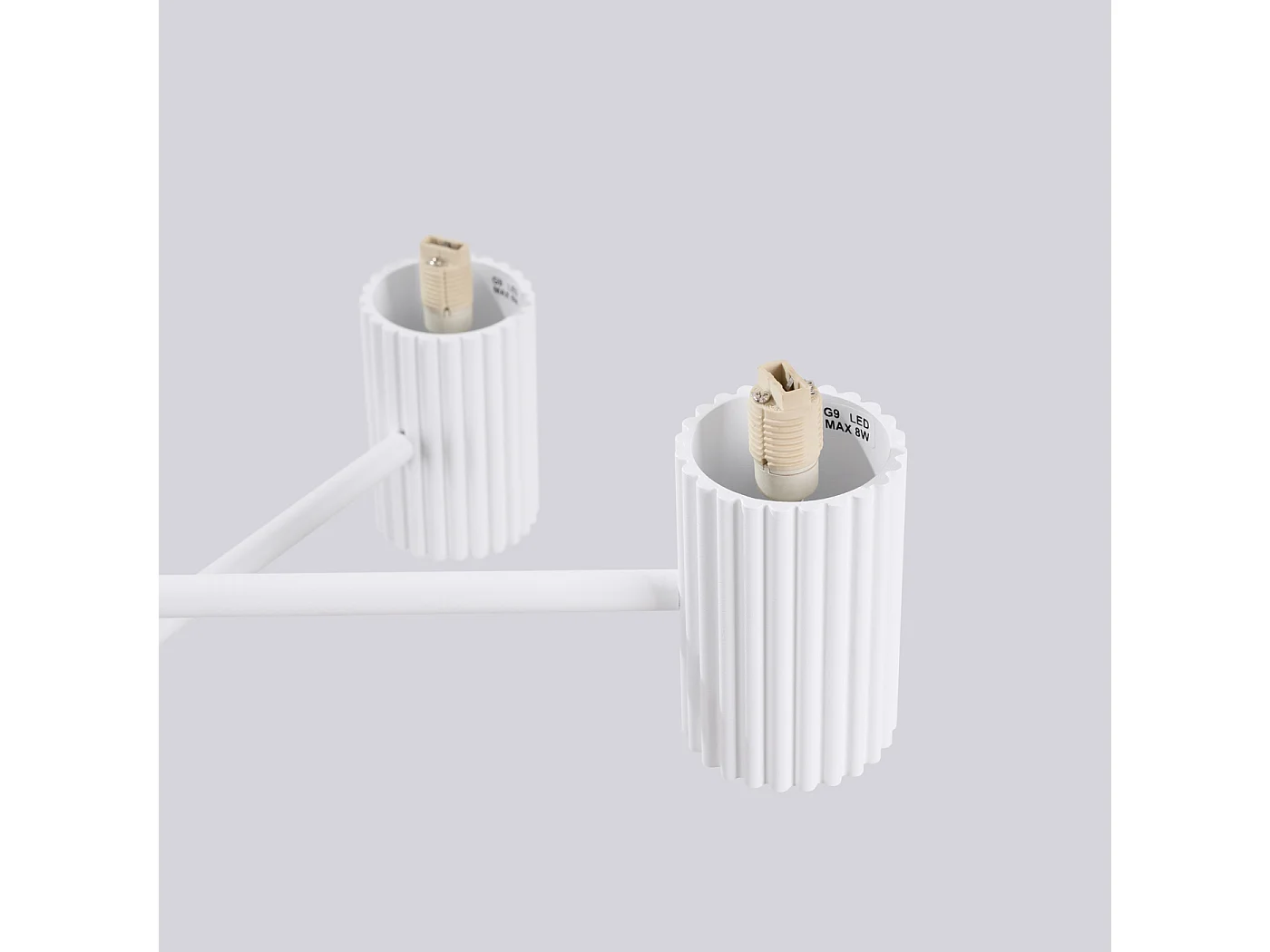 Lustre Halo Moderne En Aluminium - 6 Sources Lumineuses - L.64 X H.230 Cm - Blanc