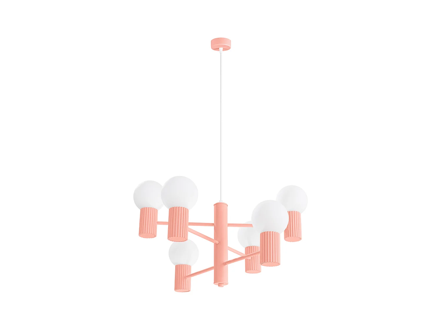 Lustre Halo Moderne En Aluminium - 6 Sources Lumineuses - L.64 X H.230 Cm - Pêche