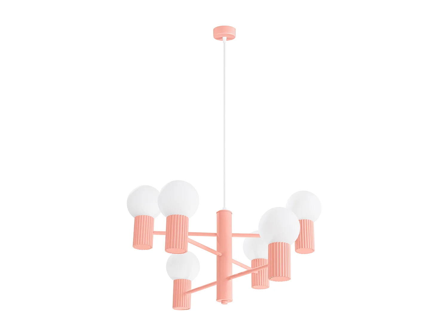 Lustre Halo Moderne En Aluminium - 6 Sources Lumineuses - L.64 X H.230 Cm - Pêche