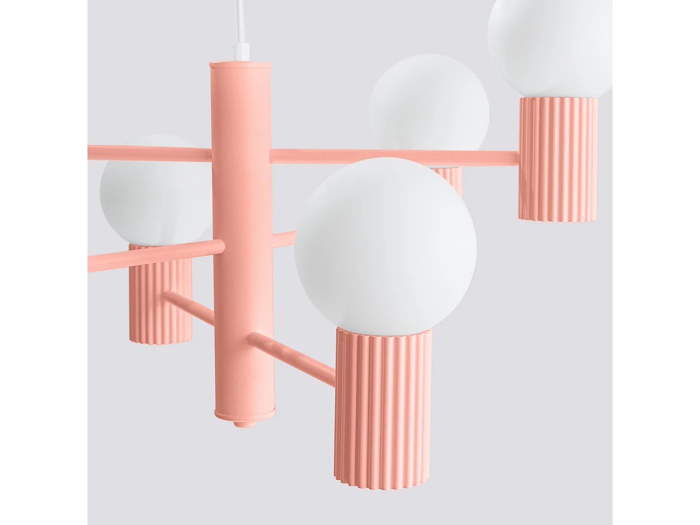 Lustre Halo Moderne En Aluminium - 6 Sources Lumineuses - L.64 X H.230 Cm - Pêche