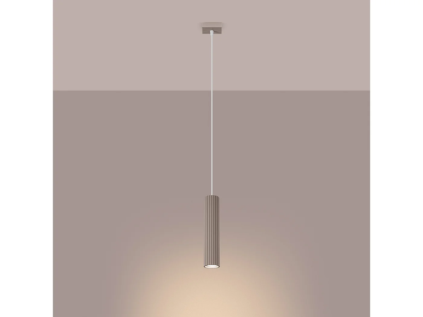 Lampe Suspendue Karbon Minimaliste En Aluminium - 1 Sources Lumineuses - L.8 X H.118 Cm - Taupe