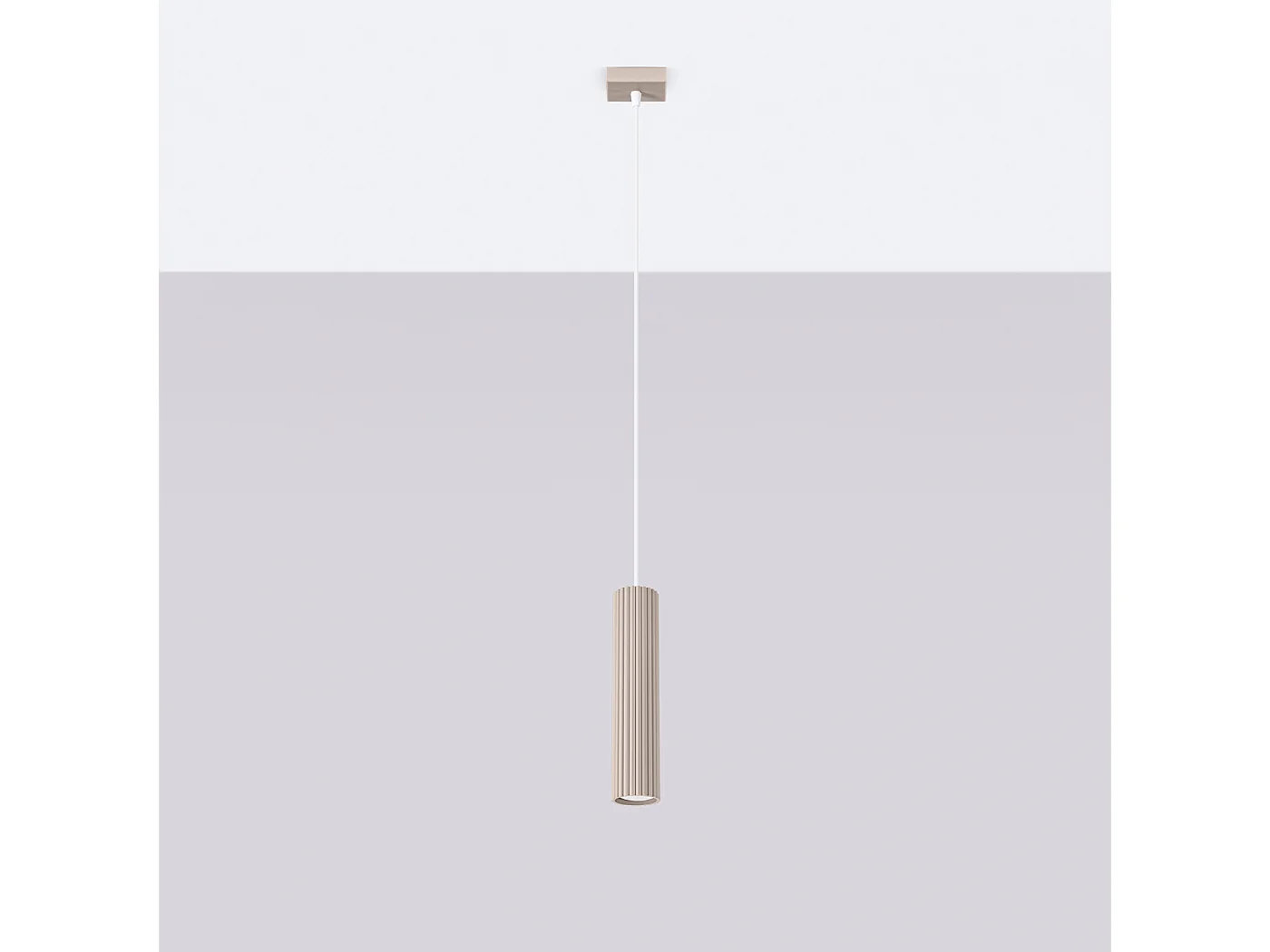 Lampa Wisząca Minimalistyczny Karbon, Aluminium - 1 Źródło - L.8 X H.118 Cm - Taupe