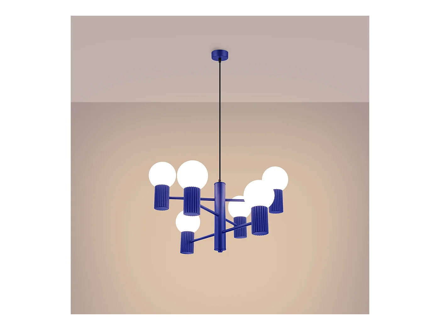 Lustre Halo Moderne En Aluminium - 6 Sources Lumineuses - L.64 X H.230 Cm - Outremer