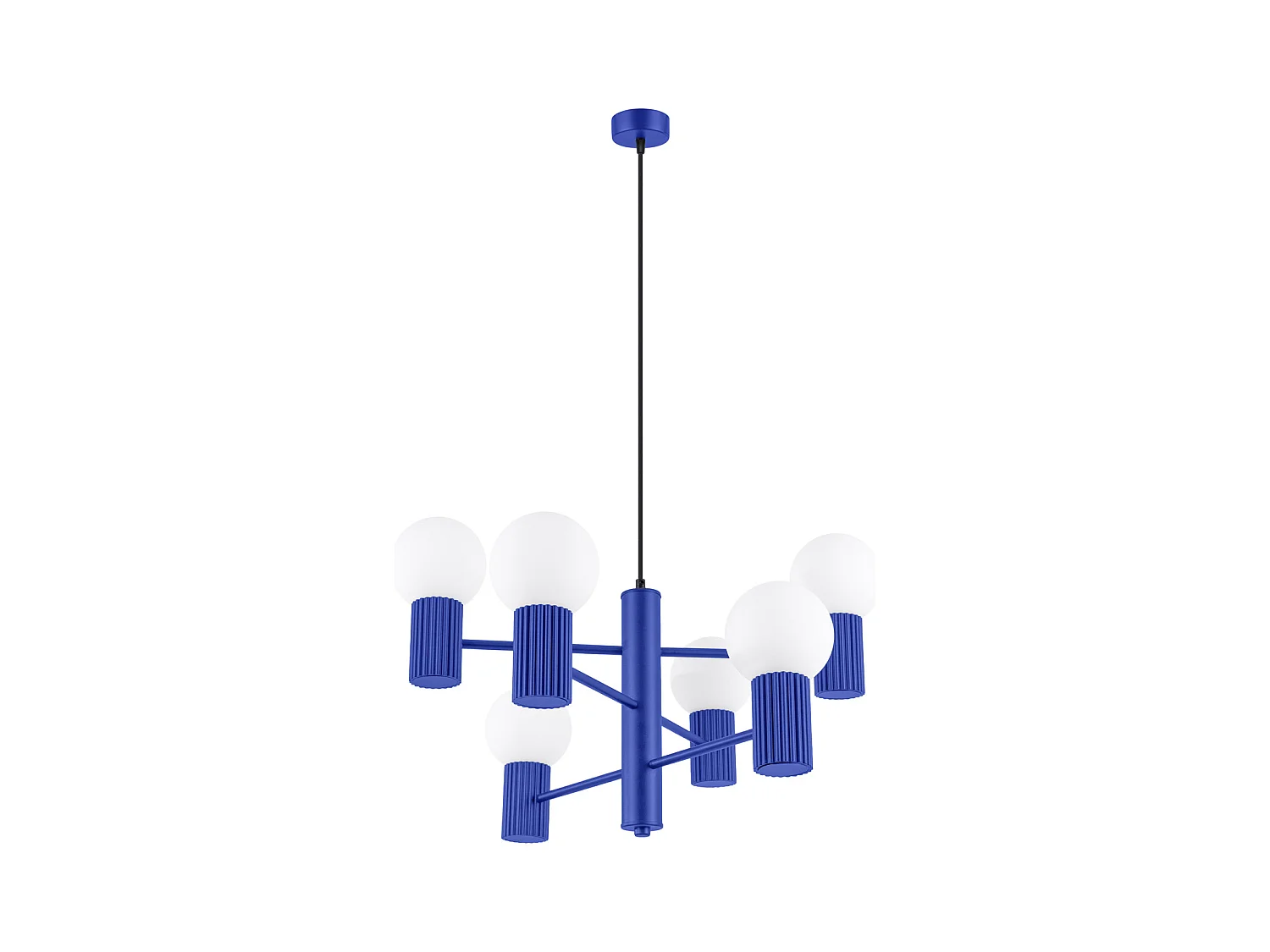 Lustre Halo Moderne En Aluminium - 6 Sources Lumineuses - L.64 X H.230 Cm - Outremer