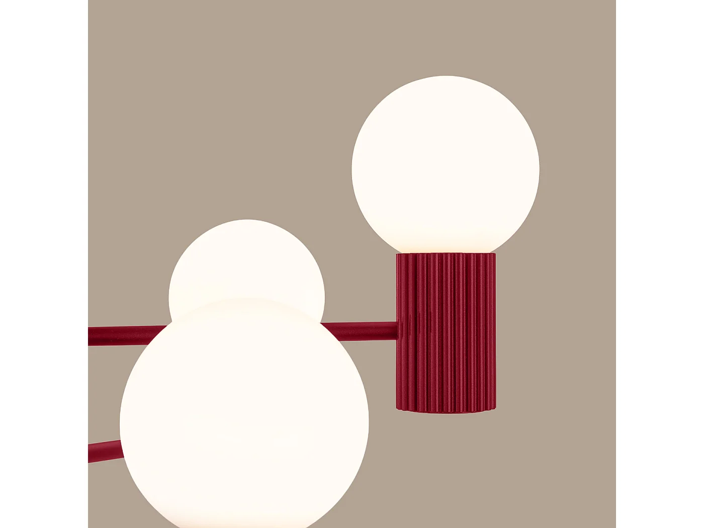 Lustre Halo Moderne En Aluminium - 6 Sources Lumineuses - L.64 X H.230 Cm - Bourgogne