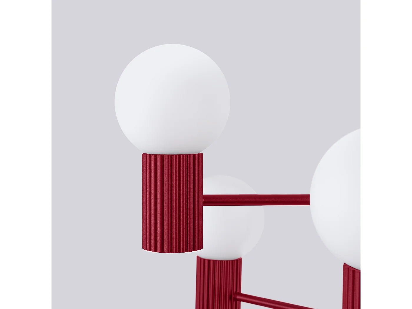 Lustre Halo Moderne En Aluminium - 6 Sources Lumineuses - L.64 X H.230 Cm - Bourgogne