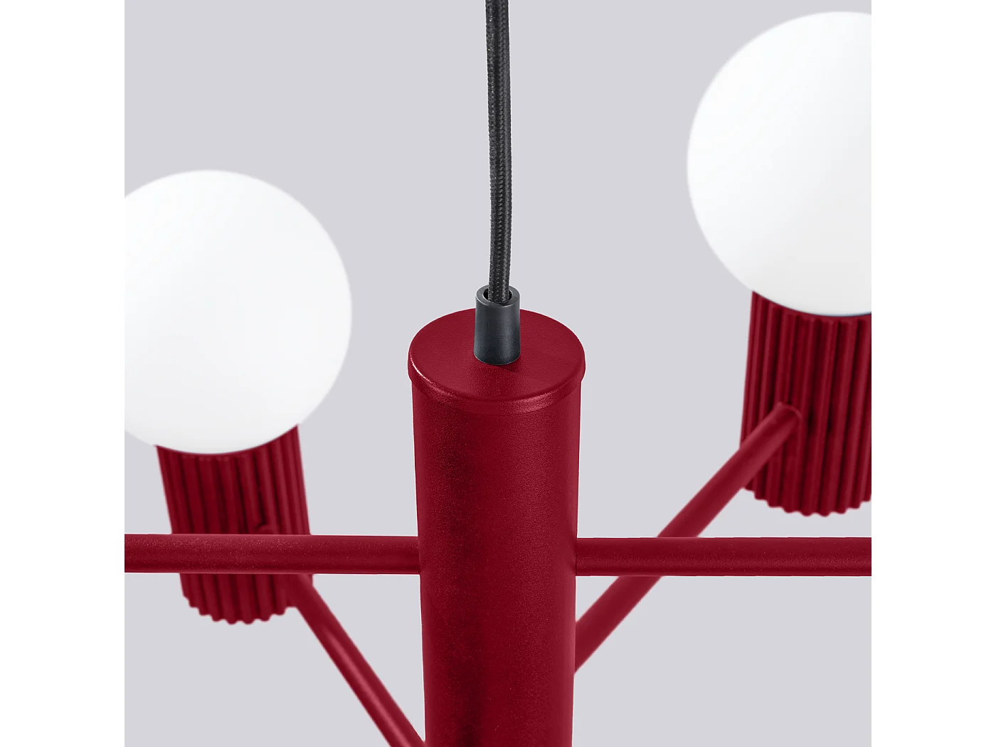 Lustre Halo Moderne En Aluminium - 6 Sources Lumineuses - L.64 X H.230 Cm - Bourgogne