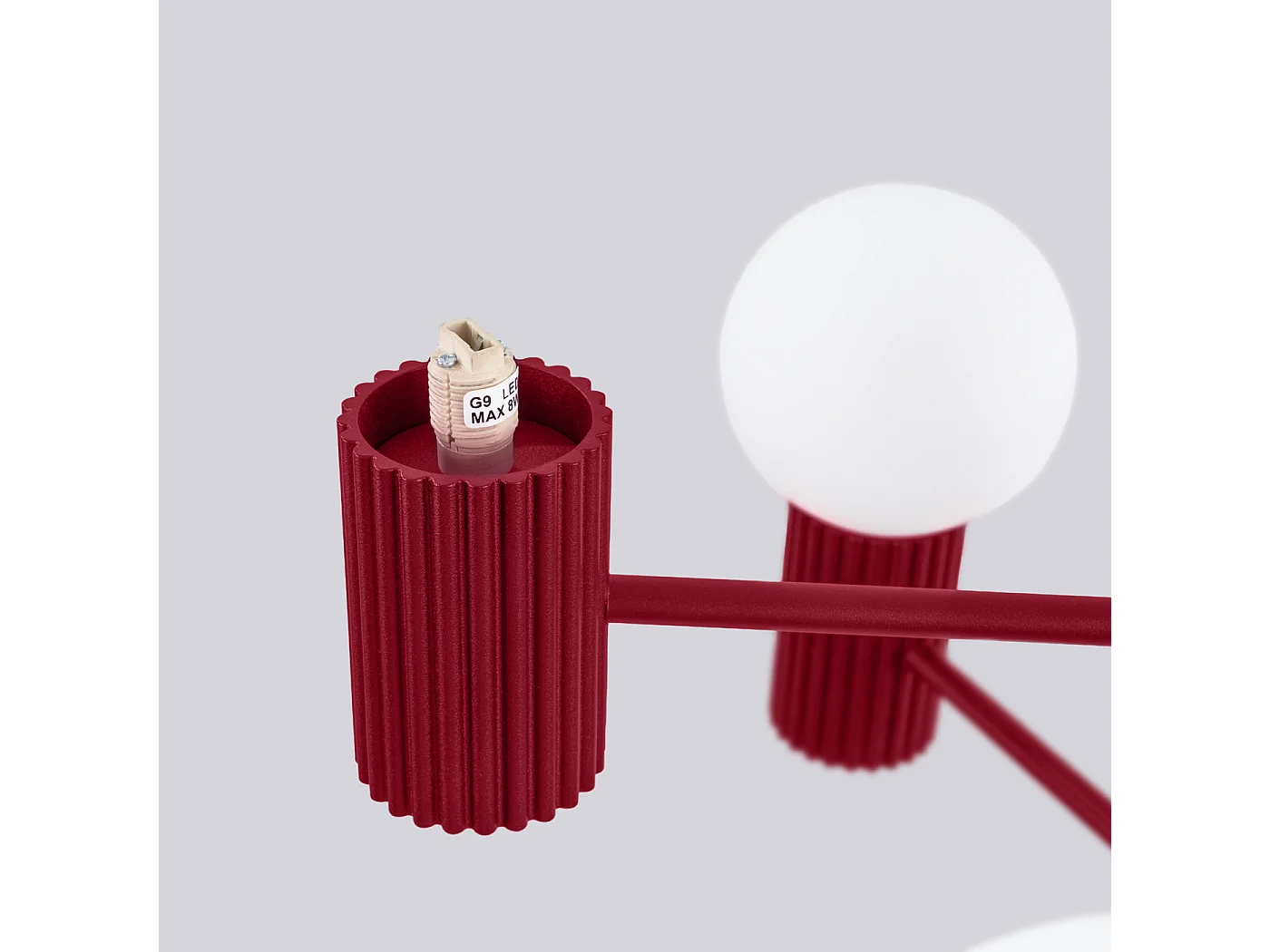 Lustre Halo Moderne En Aluminium - 6 Sources Lumineuses - L.64 X H.230 Cm - Bourgogne