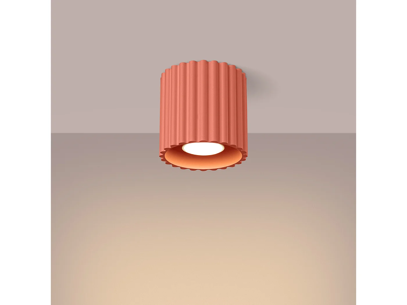 Plafonnier Aura Minimaliste En Aluminium - 1 Sources Lumineuses - L.10 X H.10 Cm - Pêche