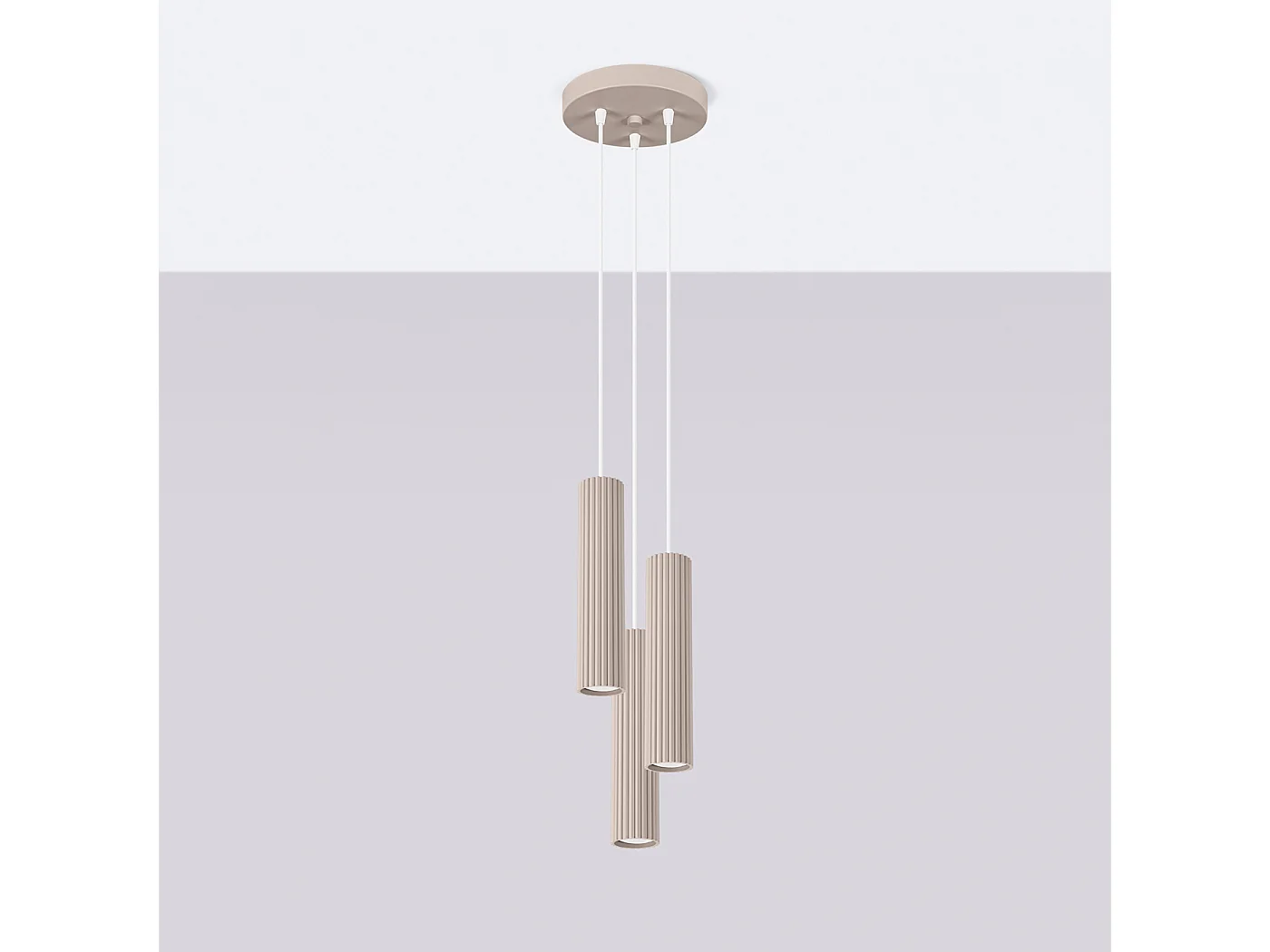 Lampa Wisząca Minimalistyczny Karbon, Aluminium - 3 Źródło - L.19.5 X H.108 Cm - Taupe