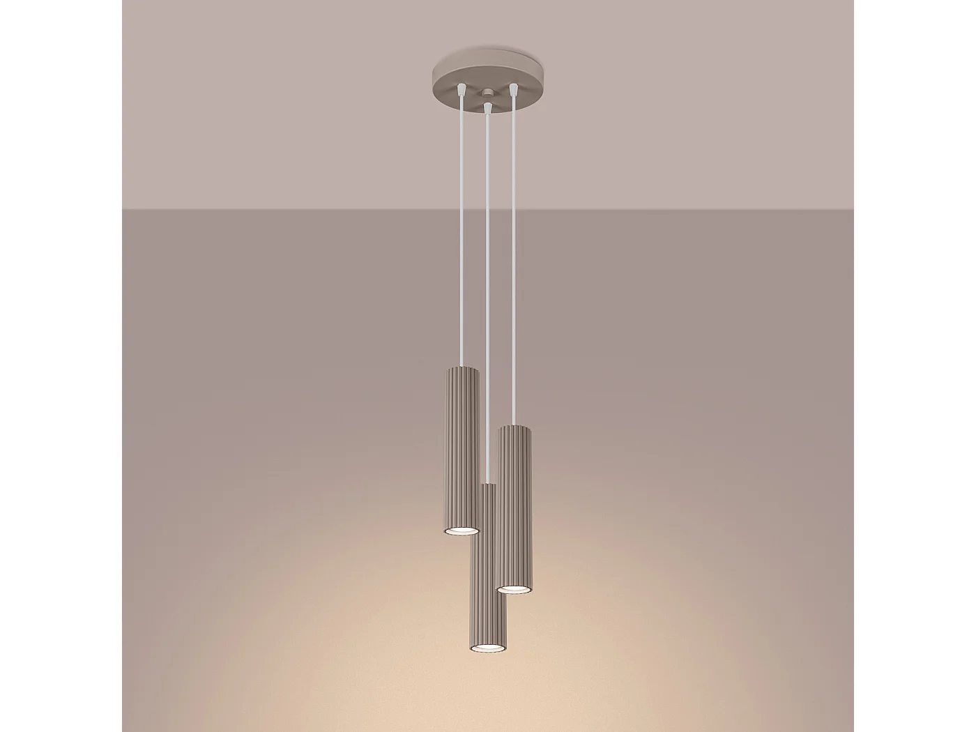 Lampa Wisząca Minimalistyczny Karbon, Aluminium - 3 Źródło - L.19.5 X H.108 Cm - Taupe