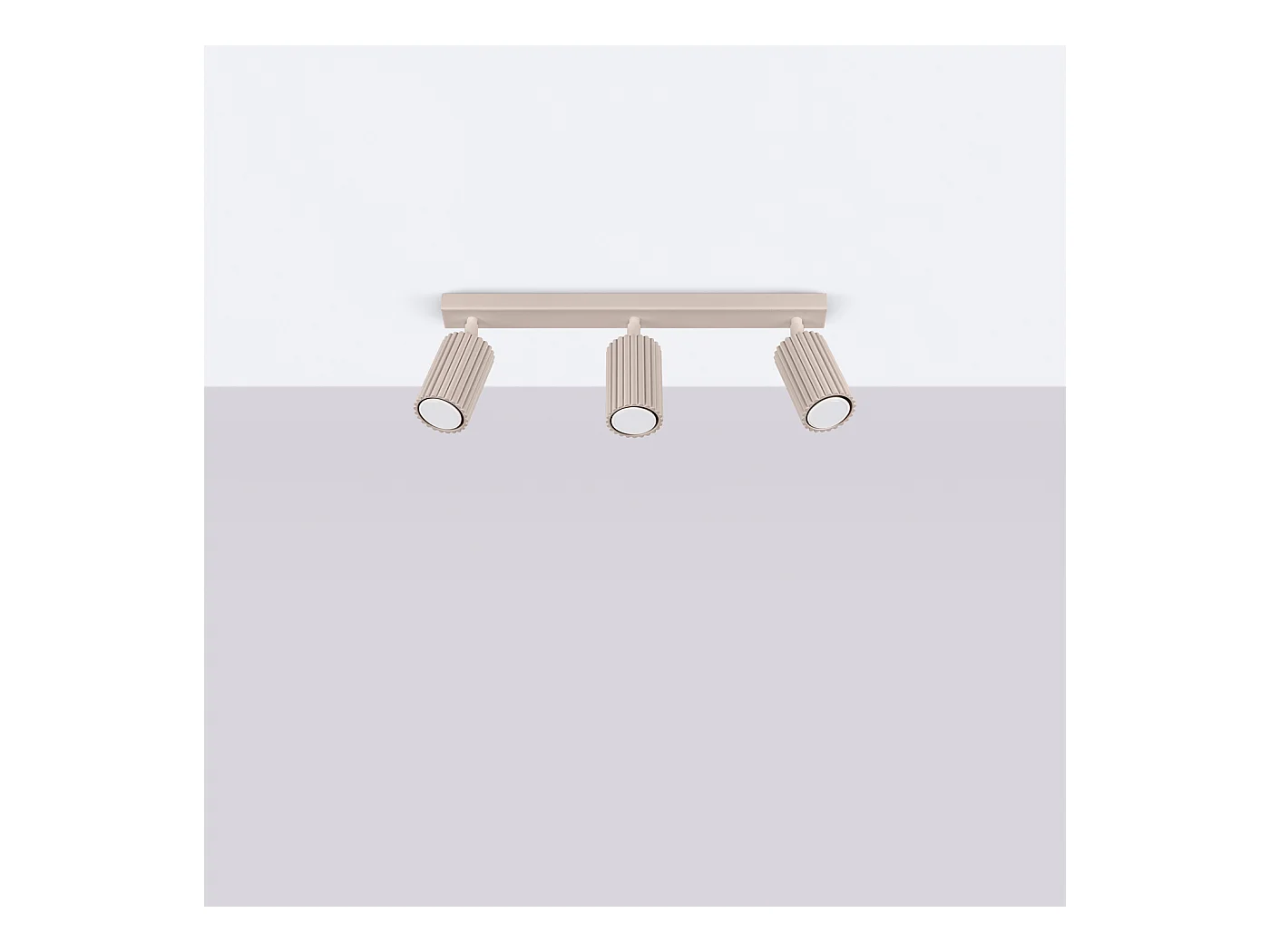 Plafonnier Karbon Minimaliste En Aluminium - 3 Sources Lumineuses - L.45 X H.16,5 Cm - Taupe