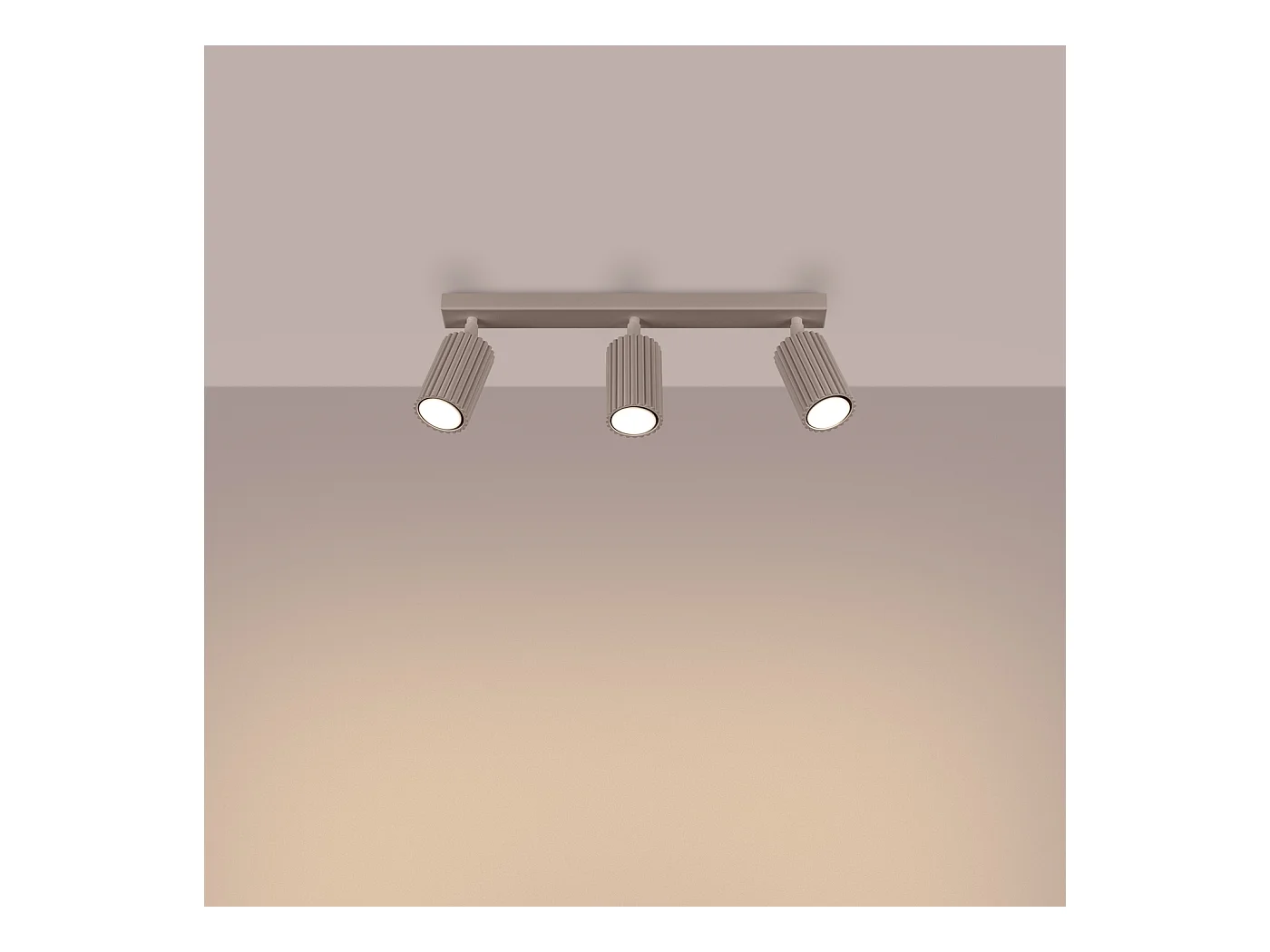 Plafonnier Karbon Minimaliste En Aluminium - 3 Sources Lumineuses - L.45 X H.16,5 Cm - Taupe