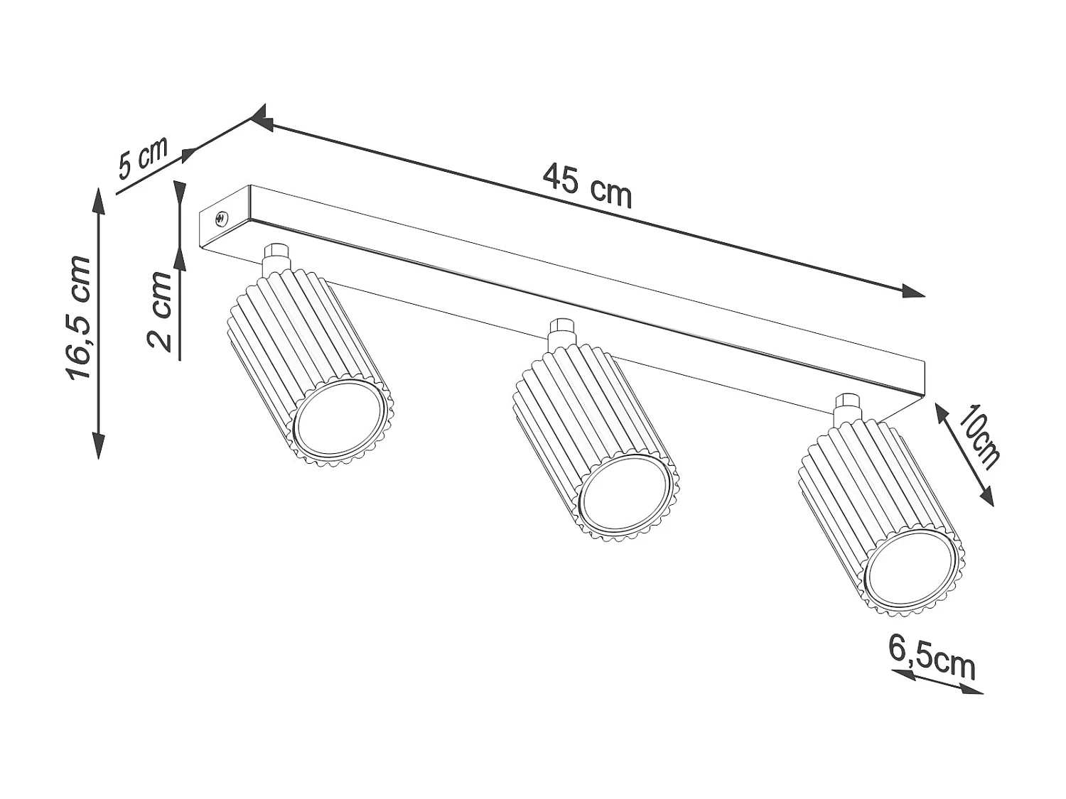 Plafonnier Karbon Minimaliste En Aluminium - 3 Sources Lumineuses - L.45 X H.16,5 Cm - Taupe
