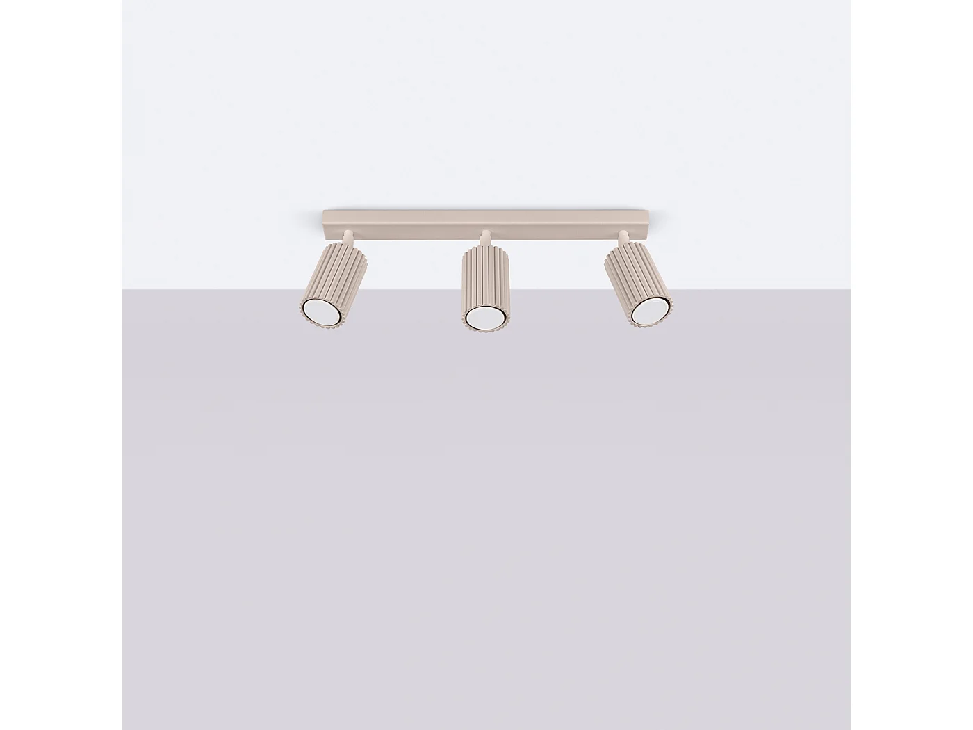 Plafonnier Karbon Minimaliste En Aluminium - 3 Sources Lumineuses - L.45 X H.16,5 Cm - Taupe