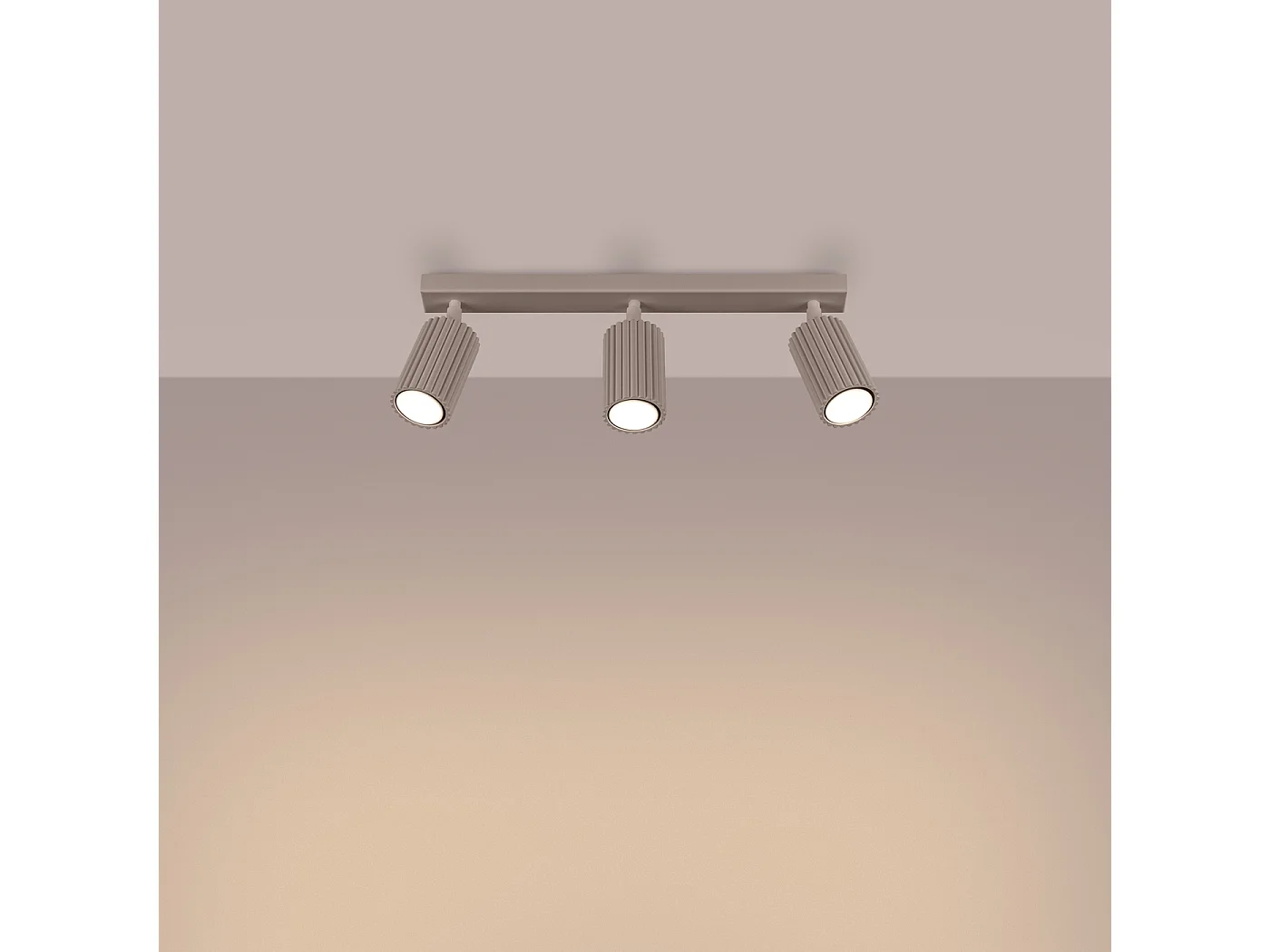 Plafonnier Karbon Minimaliste En Aluminium - 3 Sources Lumineuses - L.45 X H.16,5 Cm - Taupe