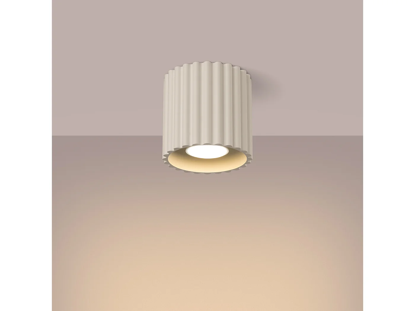 Plafonnier Aura Minimaliste En Aluminium - 1 Sources Lumineuses - L.10 X H.10 Cm - Beige