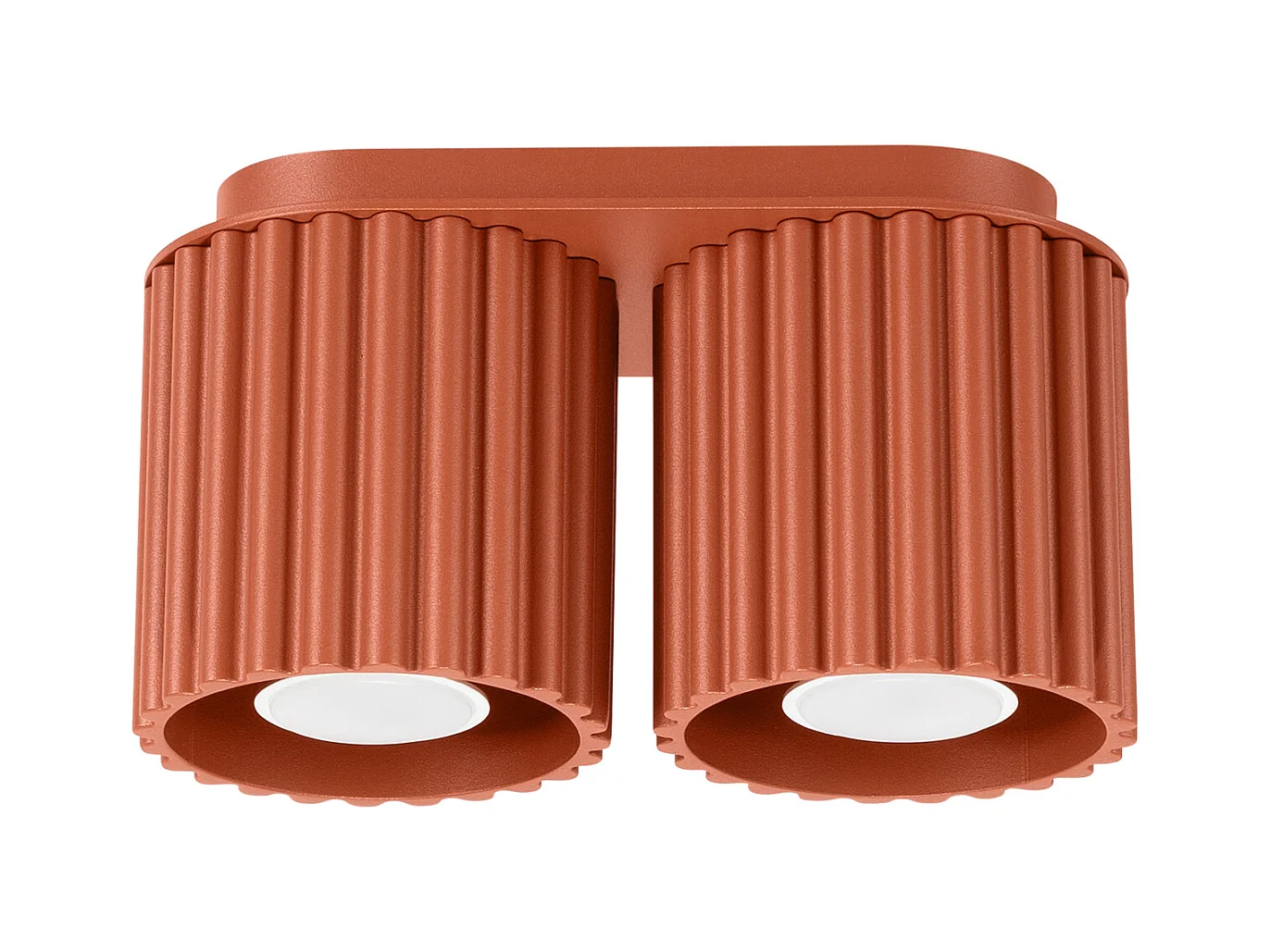 Plafonnier Aura Minimaliste En Aluminium - 2 Sources Lumineuses - L.21 X H.12 Cm - Ocre Rouge