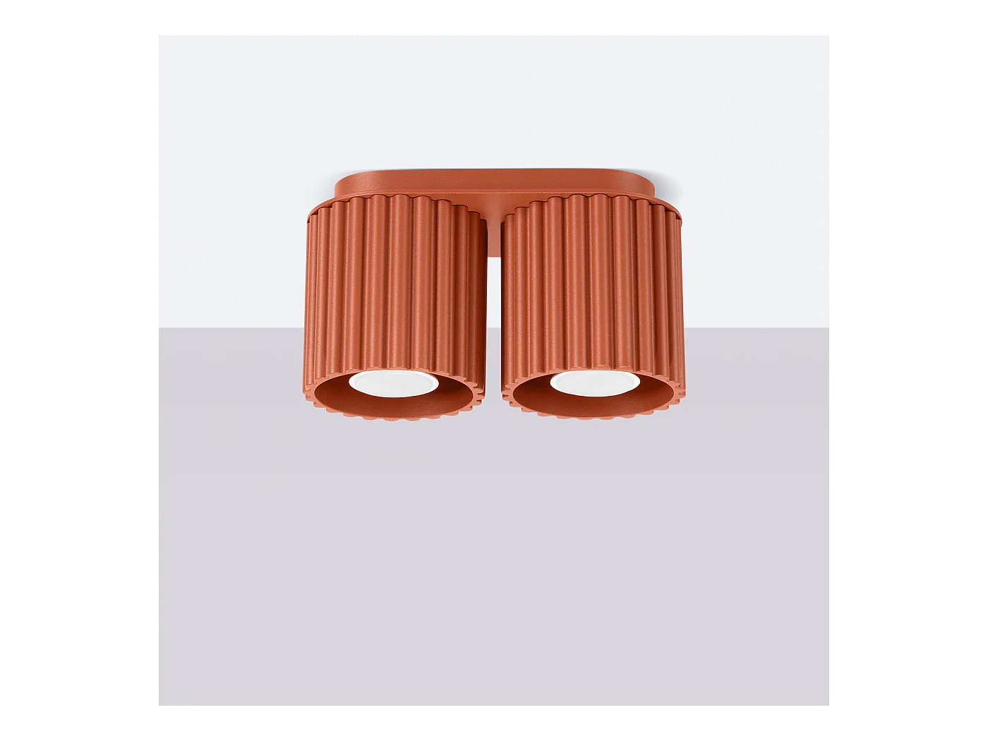 Plafonnier Aura Minimaliste En Aluminium - 2 Sources Lumineuses - L.21 X H.12 Cm - Ocre Rouge