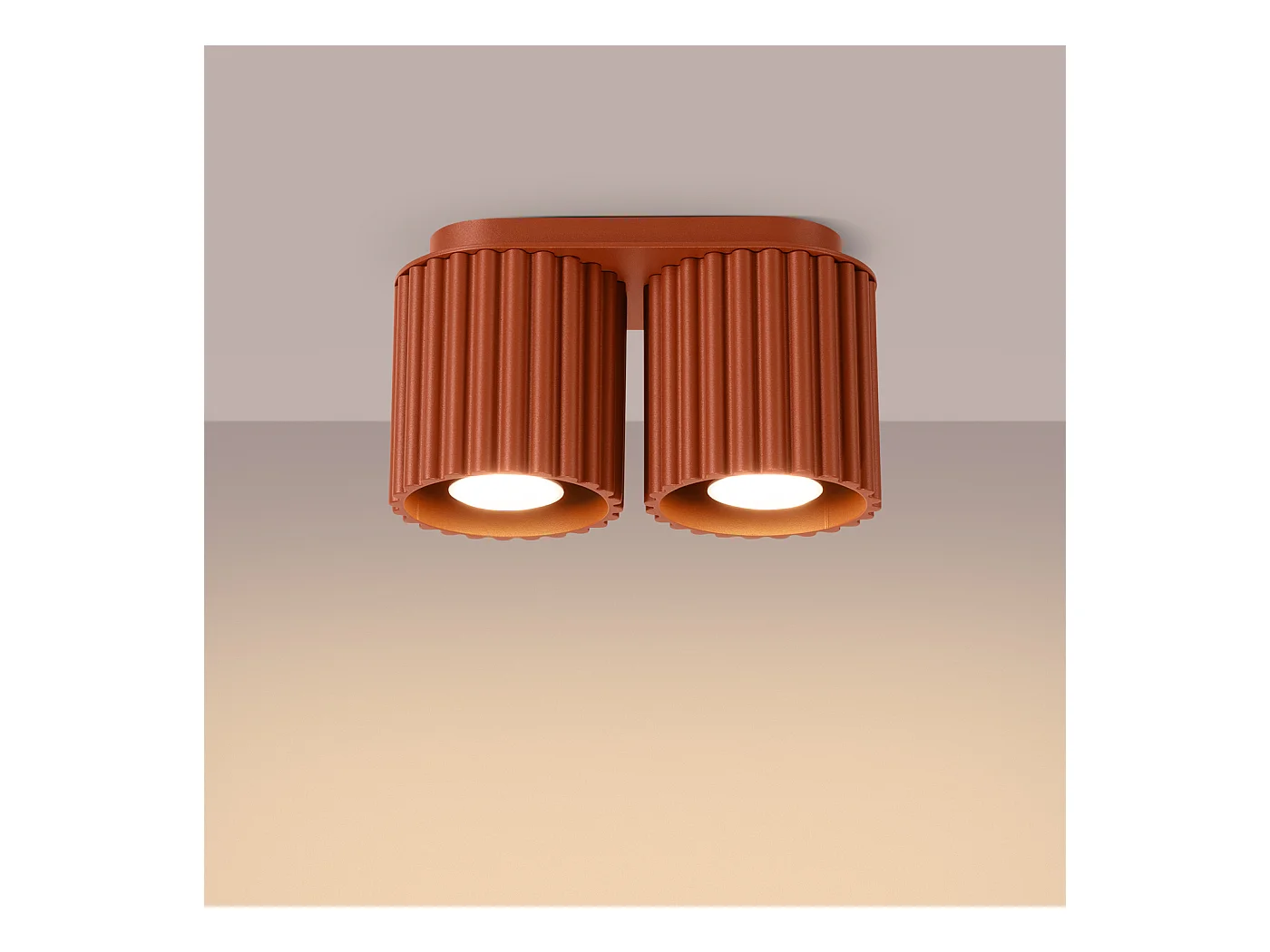 Plafonnier Aura Minimaliste En Aluminium - 2 Sources Lumineuses - L.21 X H.12 Cm - Ocre Rouge