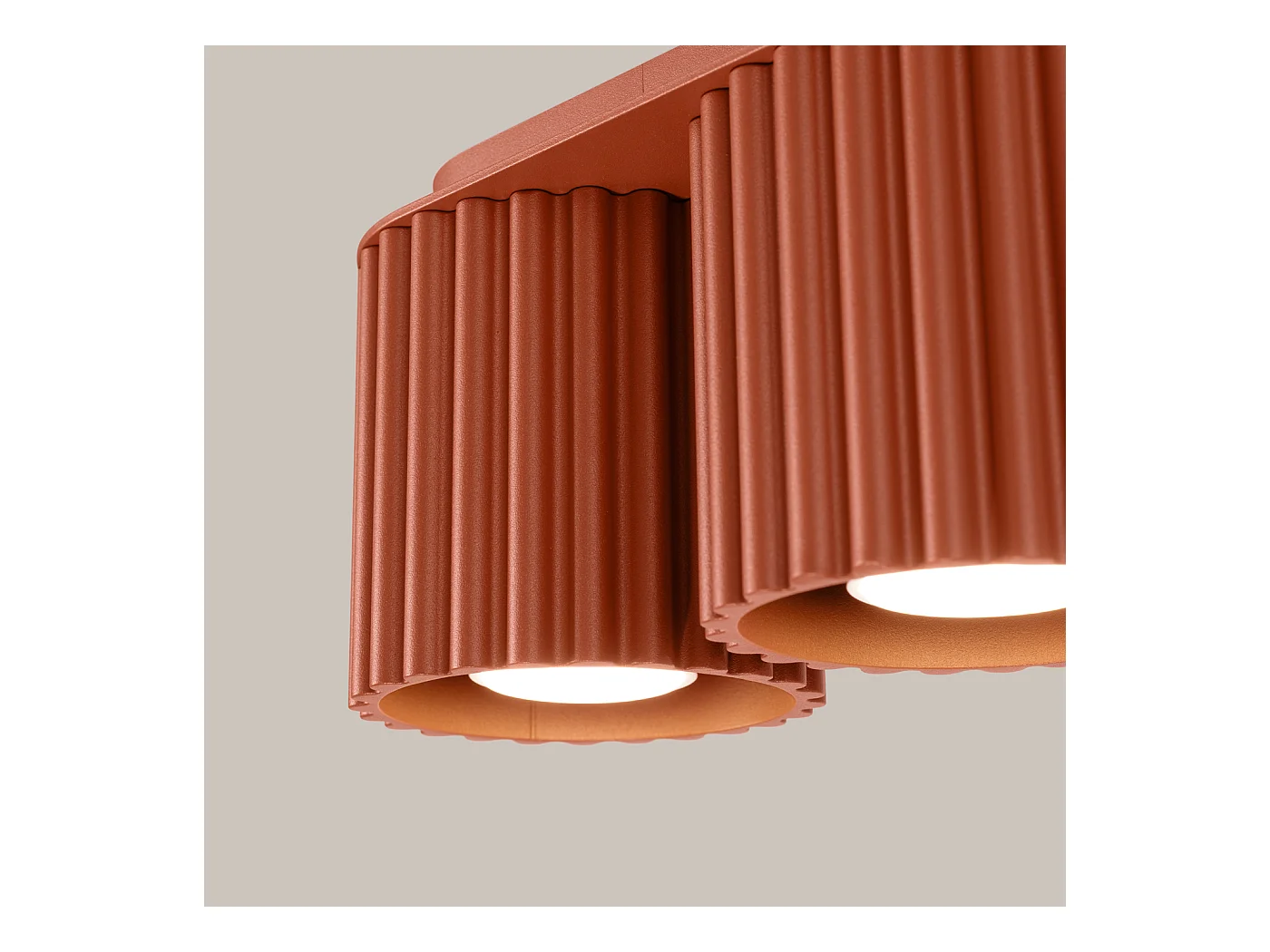Plafonnier Aura Minimaliste En Aluminium - 2 Sources Lumineuses - L.21 X H.12 Cm - Ocre Rouge