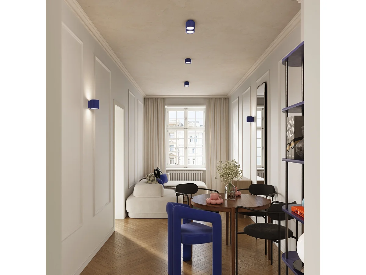 Plafonnier Aura Minimaliste En Aluminium - 2 Sources Lumineuses - L.21 X H.12 Cm - Outremer