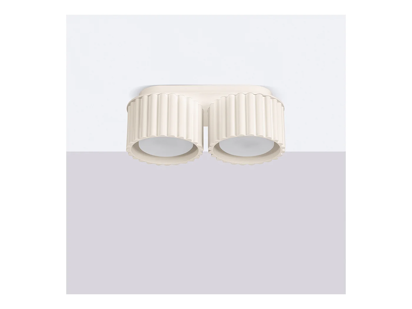 Plafonnier Aura Minimaliste En Aluminium - 2 Sources Lumineuses - L.21 X H.12 Cm - Beige
