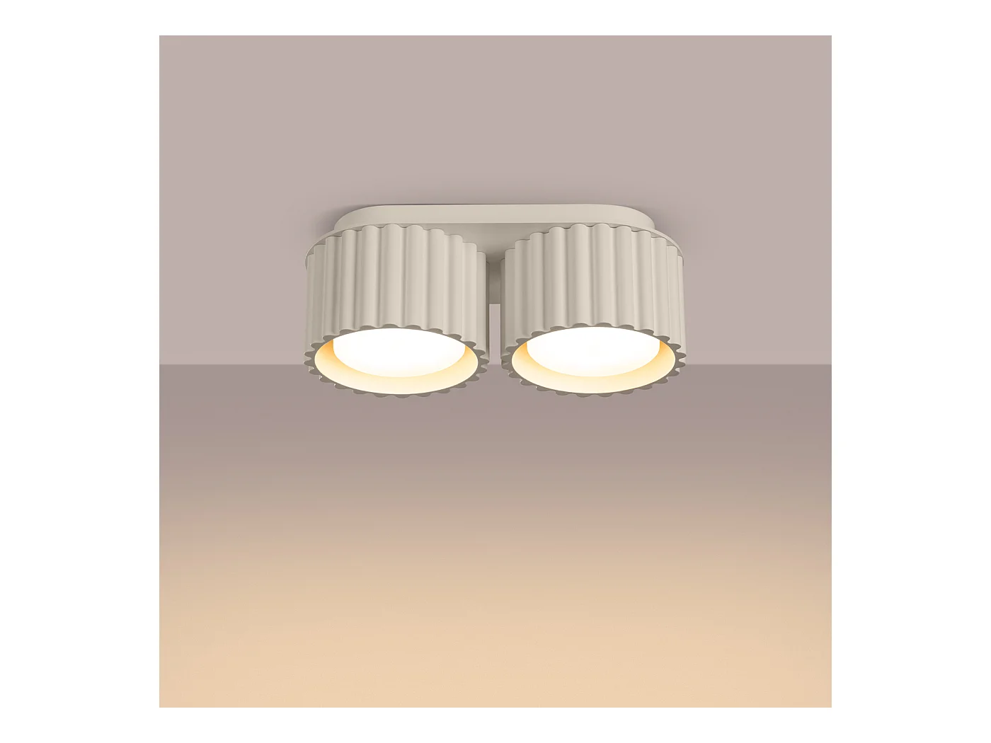 Plafonnier Aura Minimaliste En Aluminium - 2 Sources Lumineuses - L.21 X H.12 Cm - Beige