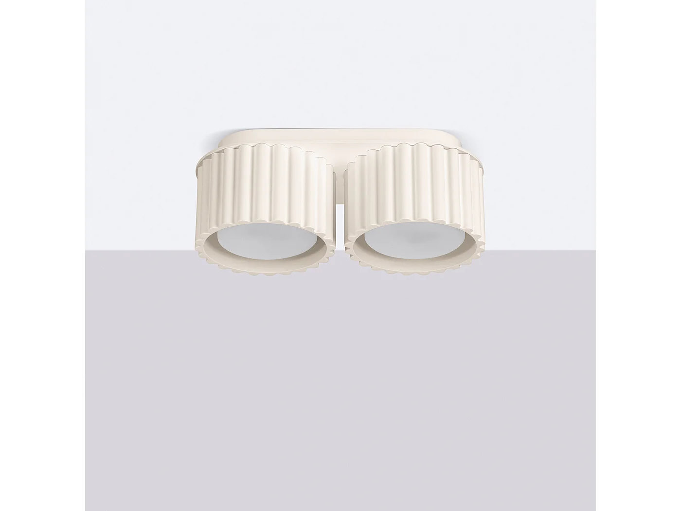 Lampada A Soffitto Aura Minimalist Di Alluminio - 2 Sorgenti Luminose - L.21 X A.12 Cm - Beige