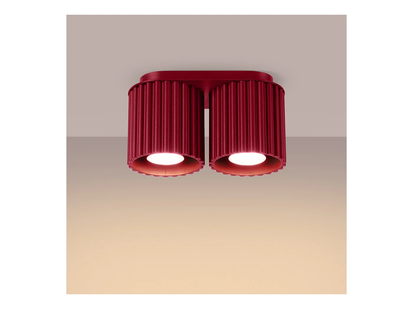 Plafonnier Aura Minimaliste En Aluminium - 2 Sources Lumineuses - L.21 X H.12 Cm - Bourgogne