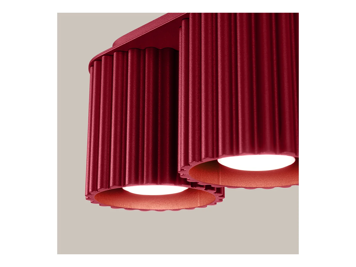 Plafonnier Aura Minimaliste En Aluminium - 2 Sources Lumineuses - L.21 X H.12 Cm - Bourgogne