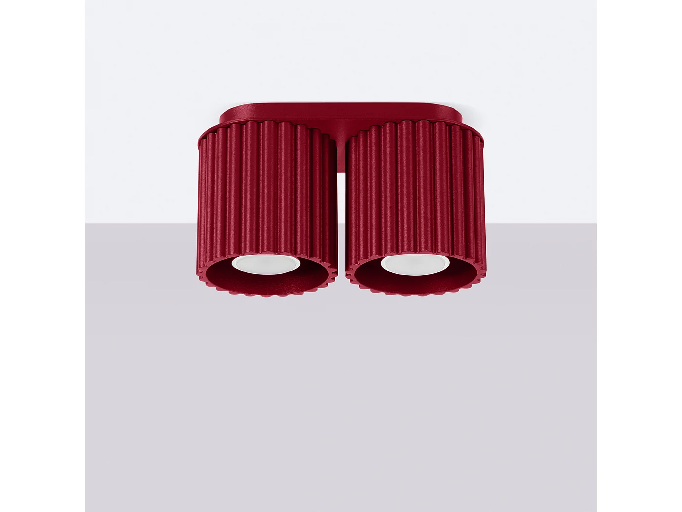 Plafonnier Aura Minimaliste En Aluminium - 2 Sources Lumineuses - L.21 X H.12 Cm - Bourgogne