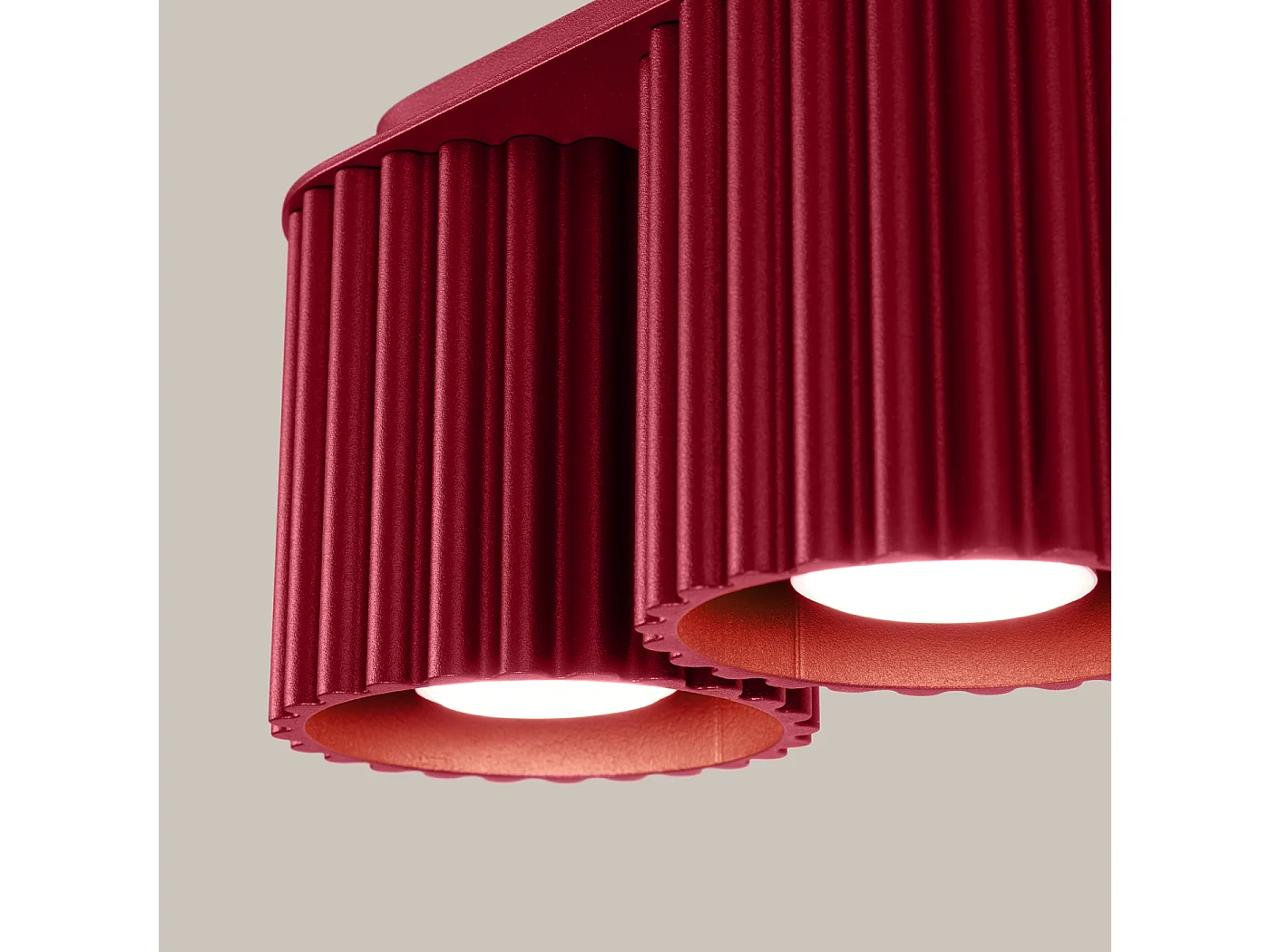 Plafonnier Aura Minimaliste En Aluminium - 2 Sources Lumineuses - L.21 X H.12 Cm - Bourgogne