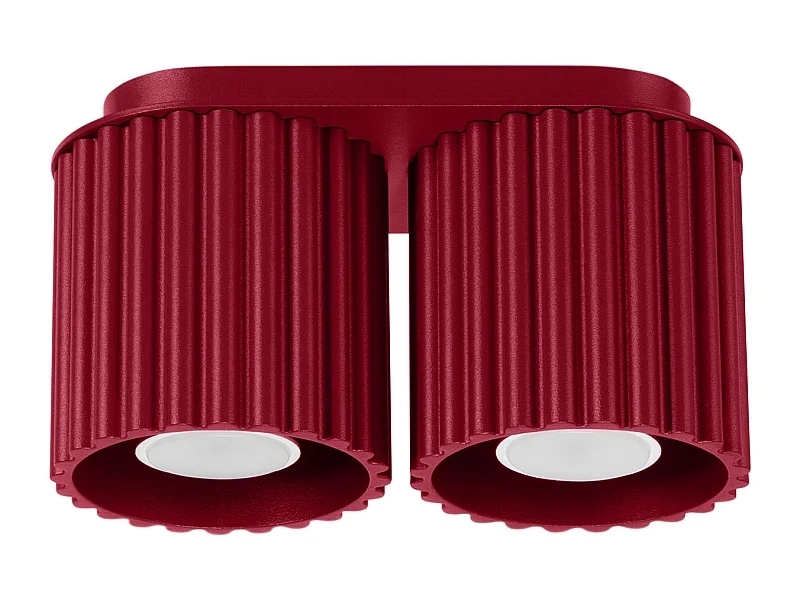 Plafonnier Aura Minimaliste En Aluminium - 2 Sources Lumineuses - L.21 X H.12 Cm - Bourgogne